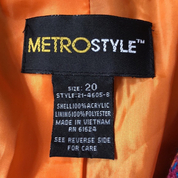 NEW - METROSTYLE Barbie Hot Pink Multicolor Tweed Button Front Blazer - Size 20 - Picture 4 of 5